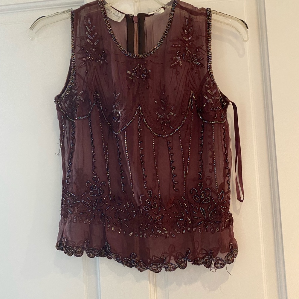 Carol Horn’s Habitat crop sleeve blouse with beaded embroidery